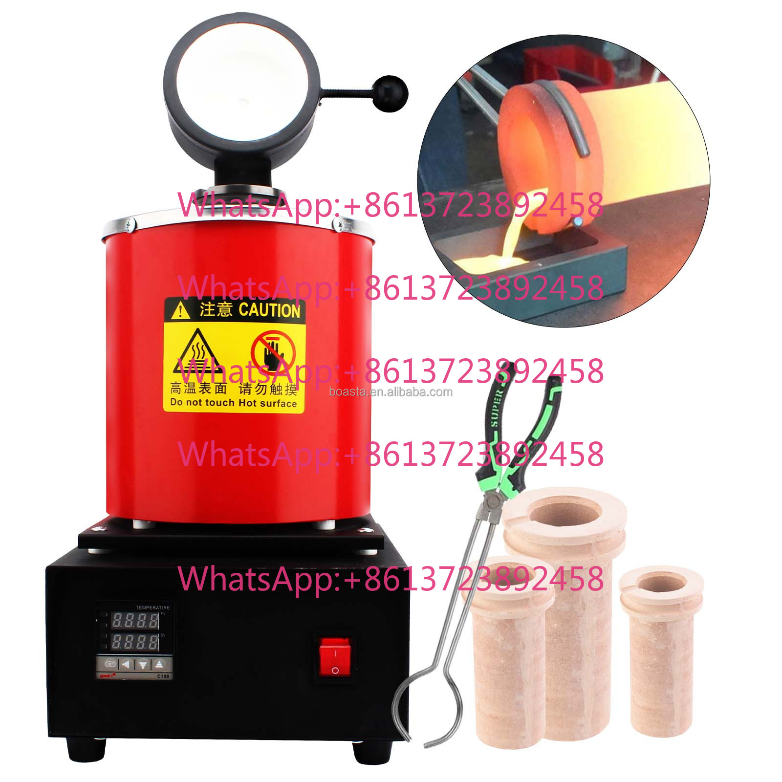 Gold Melting Furnace Crucible 2Kg - ボスタ 1KG 2KG 3KG デジタル式金属溶解炉 1500W