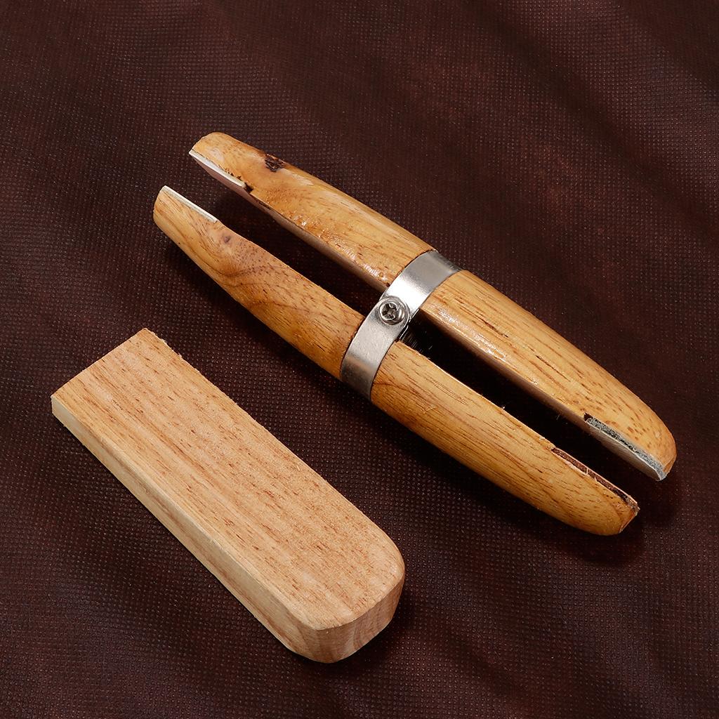 Ring Clamp Wood Jewelry Setting Tool - プロ仕様の木製リングクランプ。革製のジョー（挟み具）付きで、宝石の石留め作業に最適。