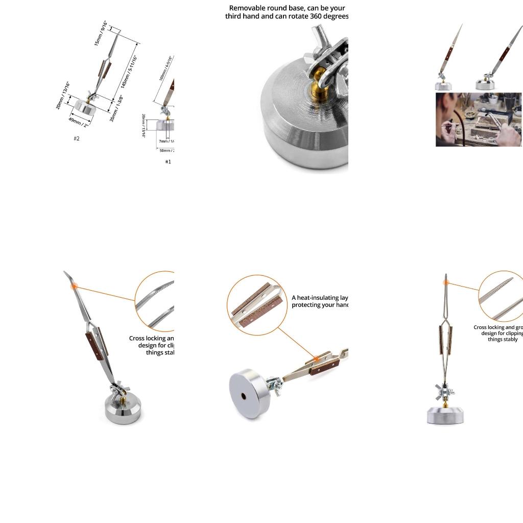 Third Hand Soldering Tweezers Base - サードハンドピンセット ベース付き 360°回転 ジュエリー作成用 クロスロックピンセット