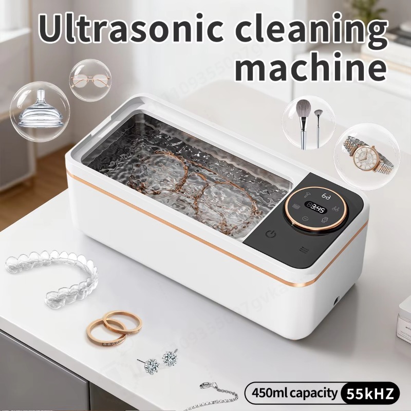 Ultrasonic Cleaner Machine Glasses Denture - 超音波48kHzメガネクリーナー、音波技術を用いた入れ歯クリーナー、ジュエリー＆メイクブラシクリーナー