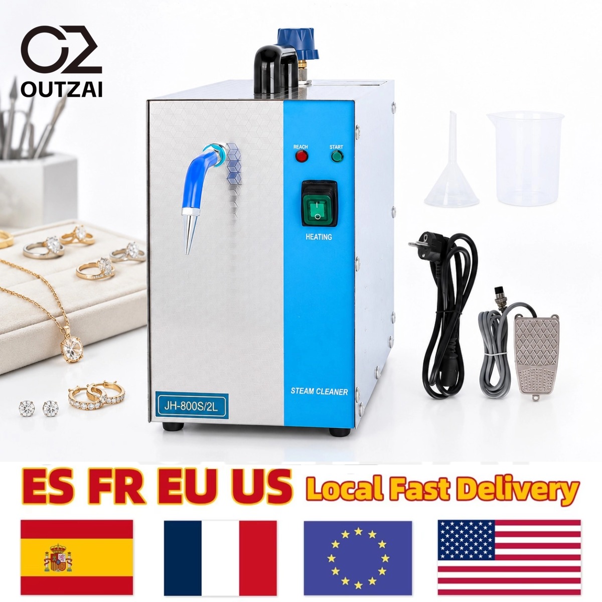 Jewelry Steam Cleaner Professional 2L - 110V 2L ジュエリースチームクリーニングマシン プロフェッショナル 1300W デンタルスチームクリーナー