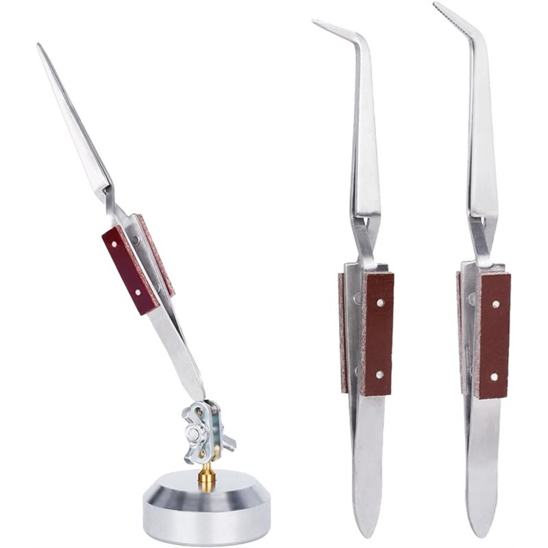 Third Hand Soldering Tweezers Base - 360度回転式の第三手（はんだ付け用ツール） ° 回転式ベース、クロスロック式ピンセット、逆回転式ピンセット。DIYや修理作業に。