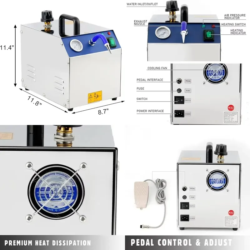 Jewelry Steam Cleaner Professional 2L - プロ仕様のジュエリー蒸気洗浄機 1300W 2L 110V 静音高圧洗浄機 アクセサリー付き