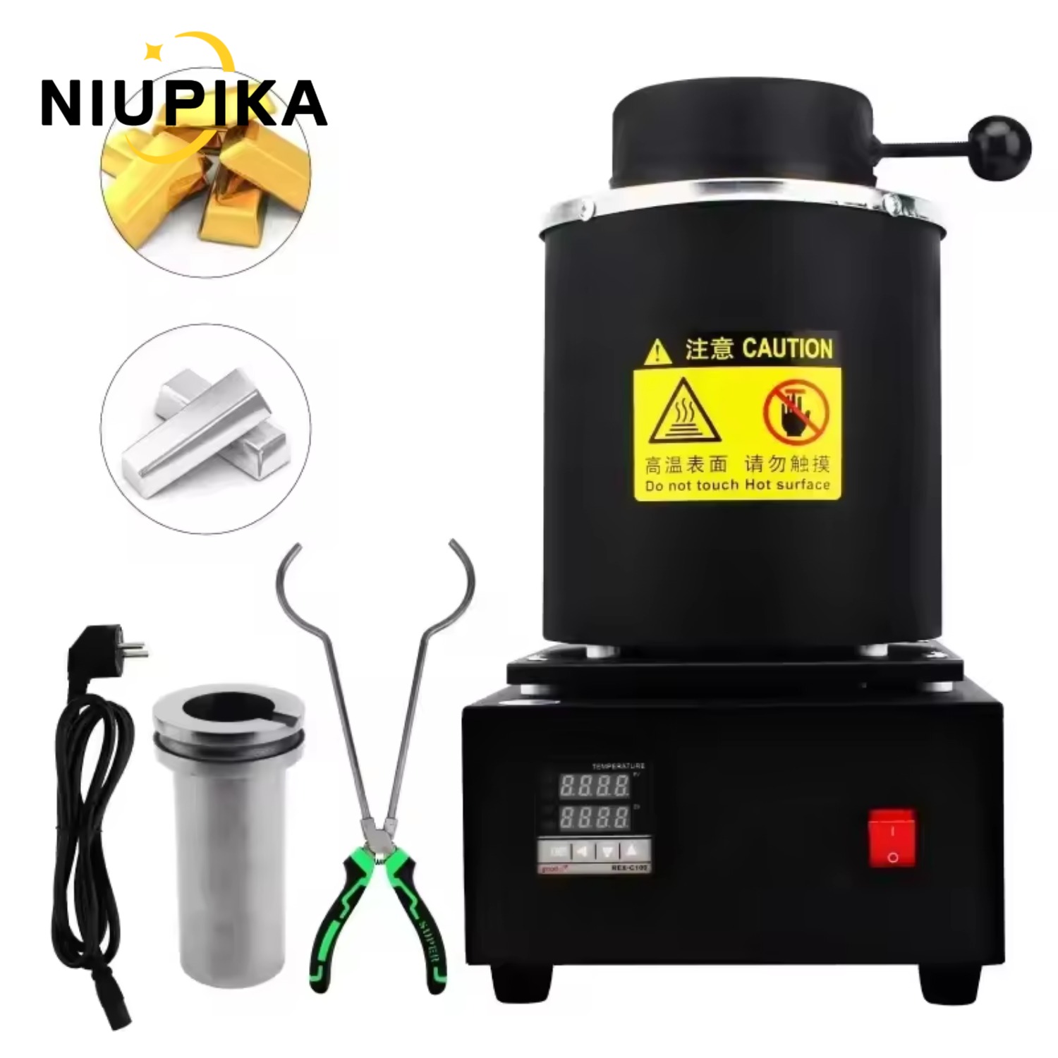 Gold Melting Furnace Crucible 2Kg - NIUPIKA 電気金溶解炉 2KG/3KG るつぼ付きジュエリー鋳造用 1400W 1100