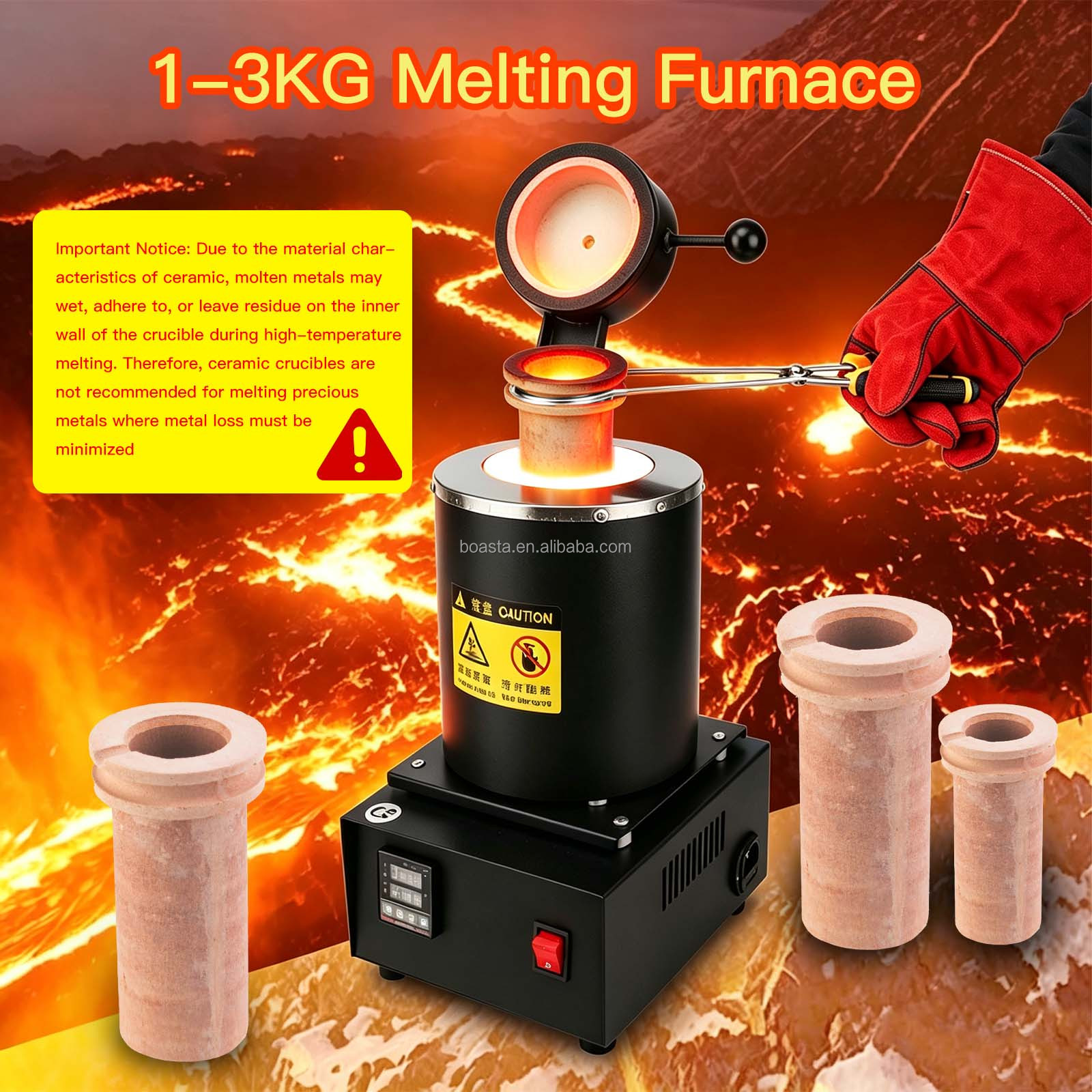 ボスタ 1KG 2KG 3KG デジタル式金属溶解炉 150 - Gold Melting Furnace Crucible 2Kg のレビューと価格