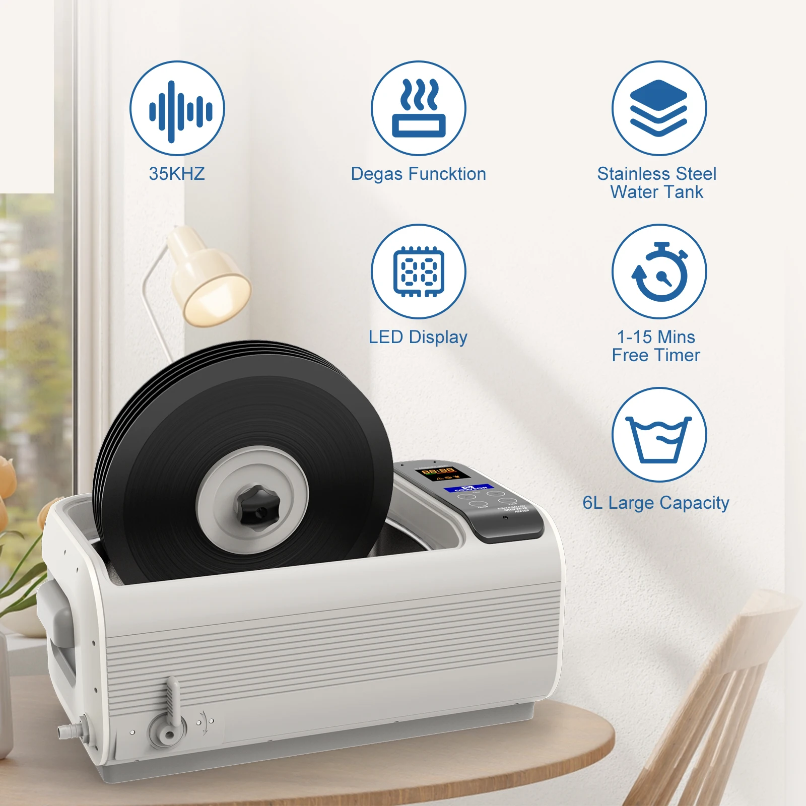 超音波洗浄機、加熱機能付き、デジタル制御、メガネ、LPレコー - Ultrasonic Jewelry Cleaner Digital Timer のレビューと価格