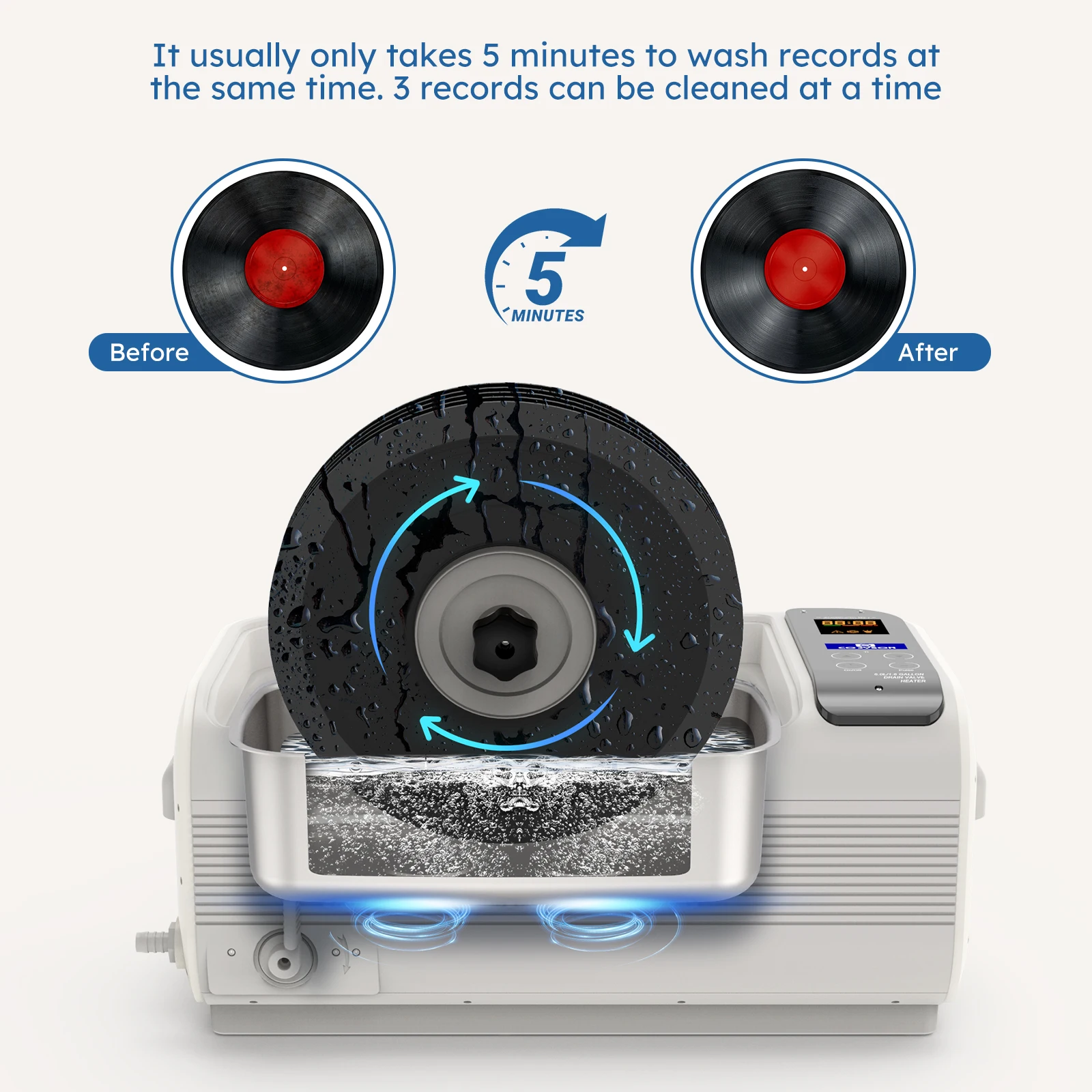 超音波洗浄機、加熱機能付き、デジタル制御、メガネ、LPレコー - Ultrasonic Jewelry Cleaner Digital Timer のレビューと価格