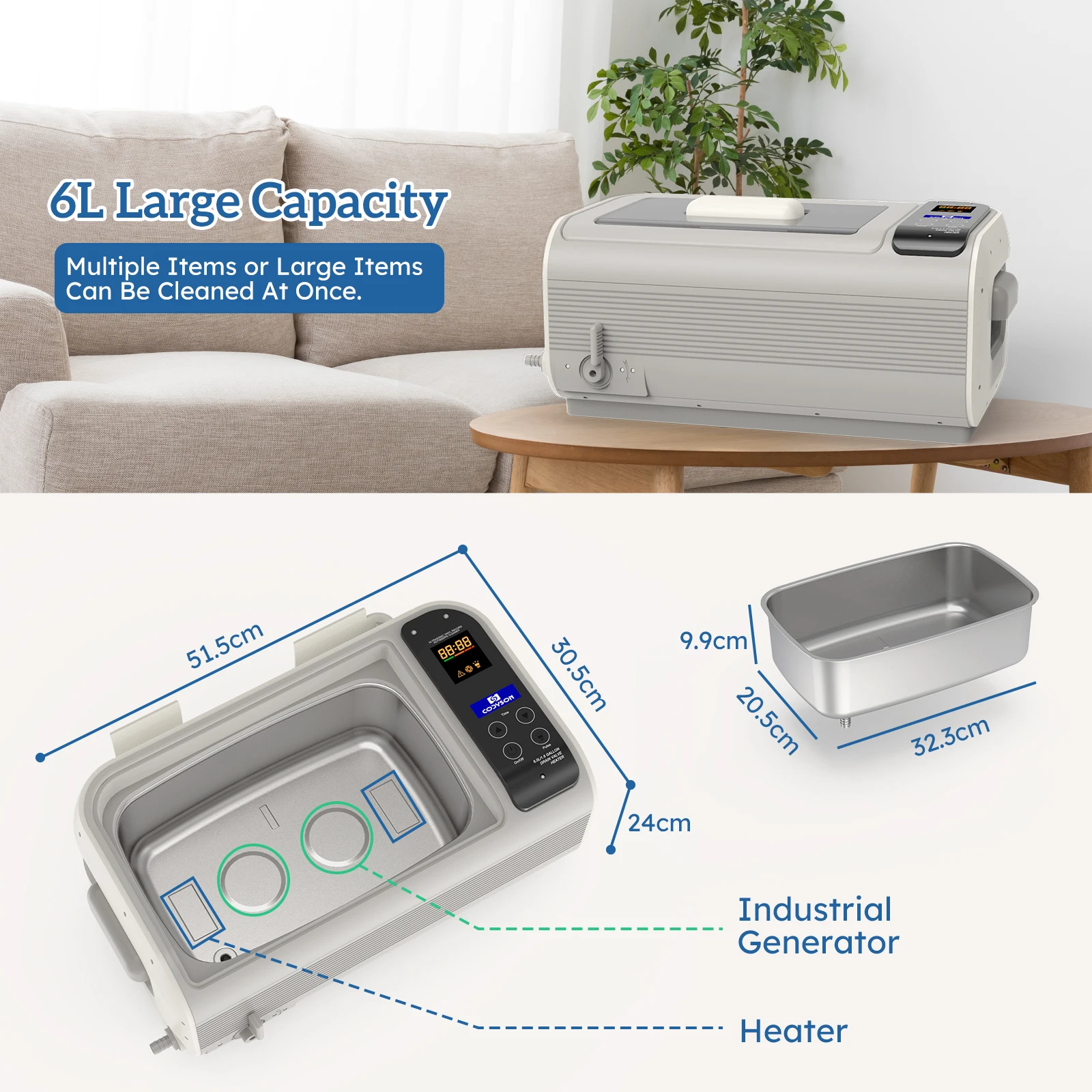 超音波洗浄機、加熱機能付き、デジタル制御、メガネ、LPレコー - Ultrasonic Jewelry Cleaner Digital Timer のレビューと価格