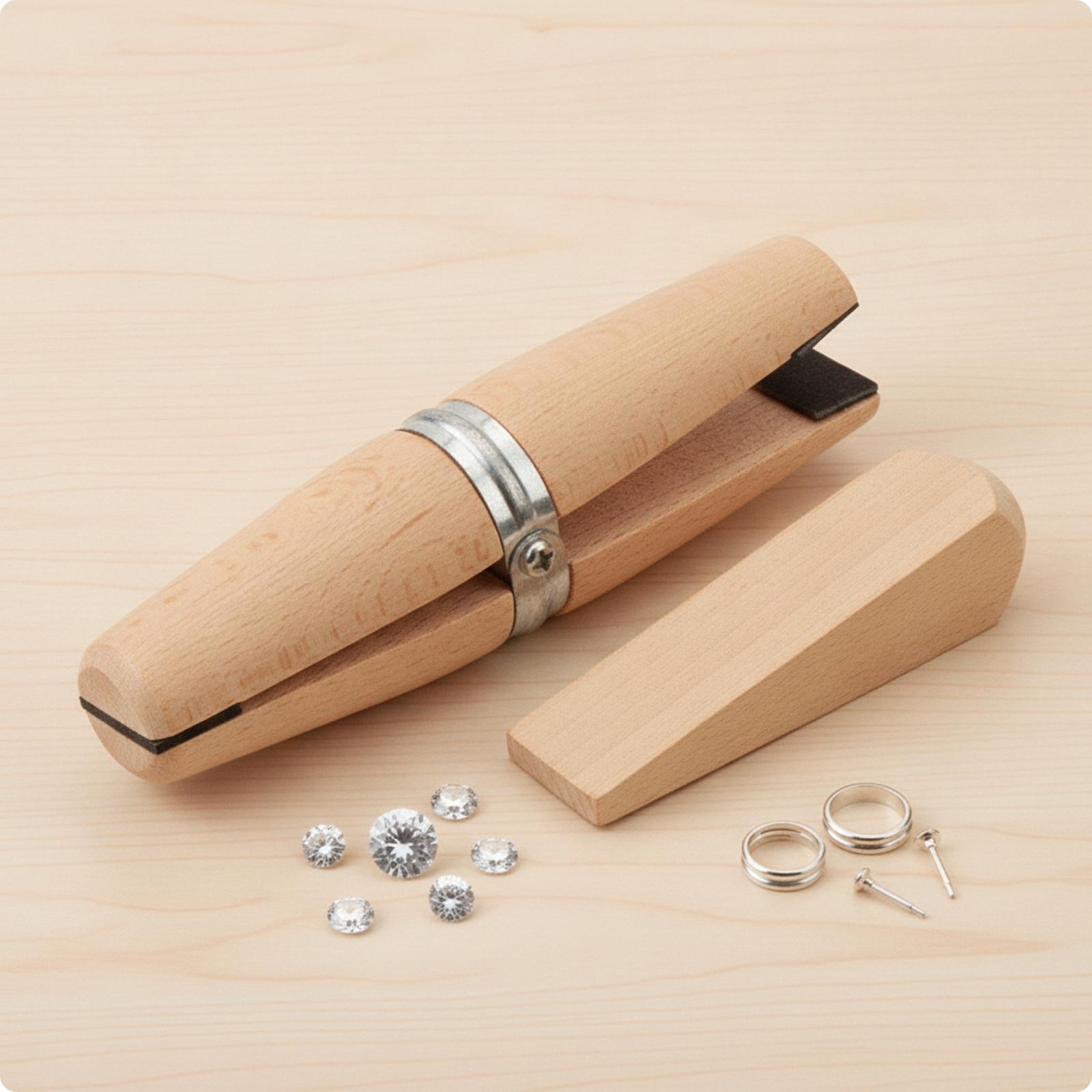 木製のジュエリー固定クランプ。リングやバンドの取り付け、セッ - Ring Clamp Wood Jewelry Setting Tool のレビューと価格