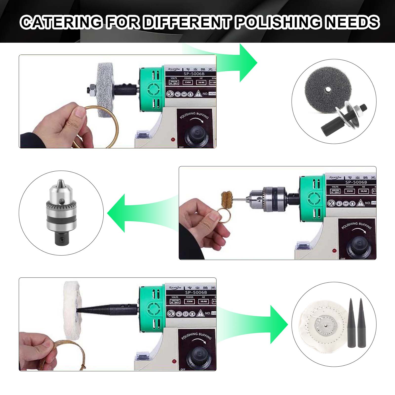 金属の仕上げに使用する、ジュエリー研磨機、ベンチグラインダー - Bench Buffer Jewelry Polishing Machine のレビューと価格