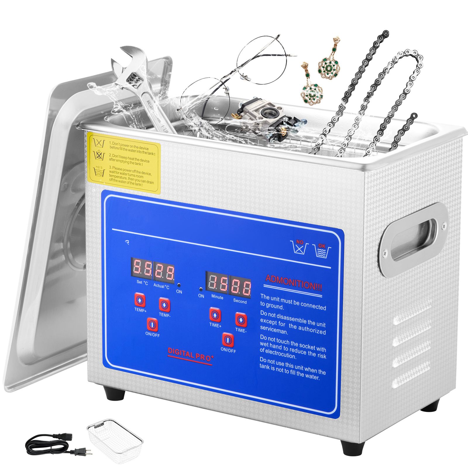 デジタルタイマーとヒーター付き超音波洗浄機、プロフェッショナ - Ultrasonic Jewelry Cleaner Digital Timer のレビューと価格