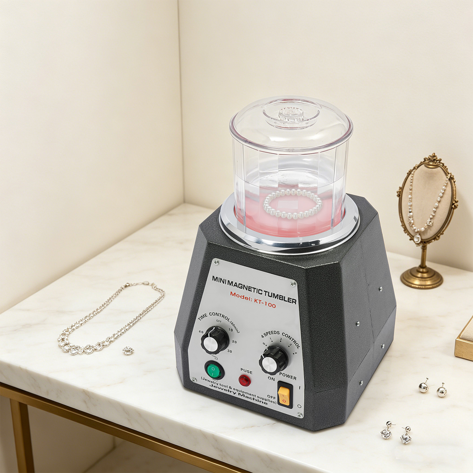 110V 0.2KW KT-100 磁気タンブラーピンミニ研 - Jewelry Magnetic Tumbler Polisher Pin のレビューと価格